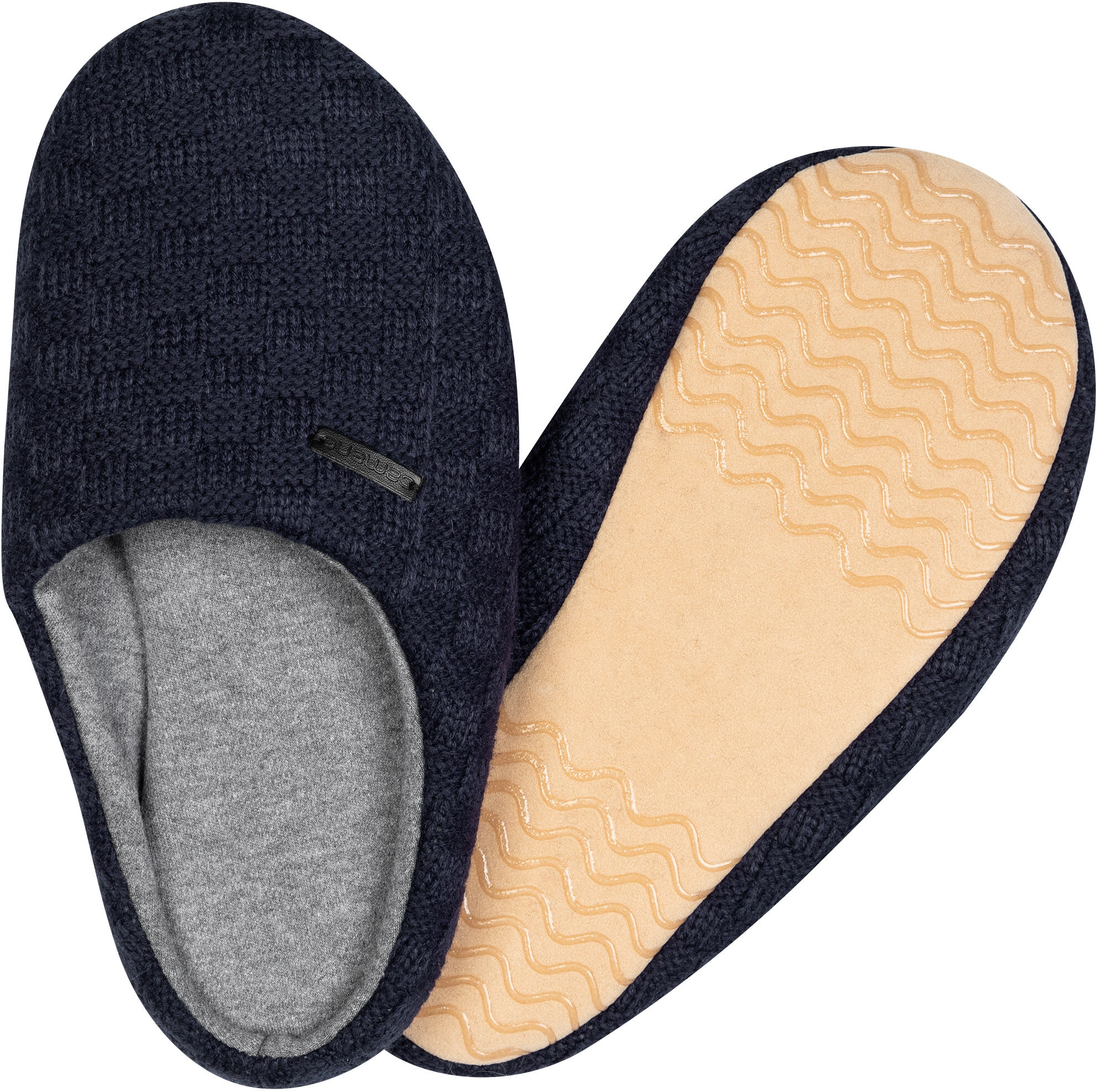 Haussocken CAMANO "warm & cozy", Herren, Gr. 41-42, blau (schwarz saphire), Baumwolle, Elasthan, Polyamid, unifarben, Socken Haussocken, mit elastischem Bund schwarz saphire 41-42