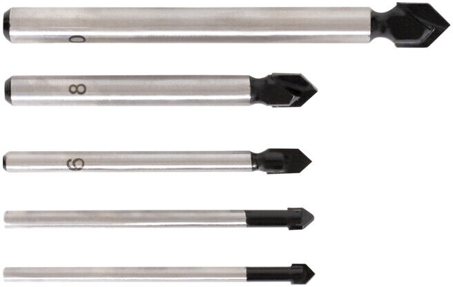 Jeu de 5 forets pour carrelages STIER, queue cylindrique 4 - 10 mm (906754)