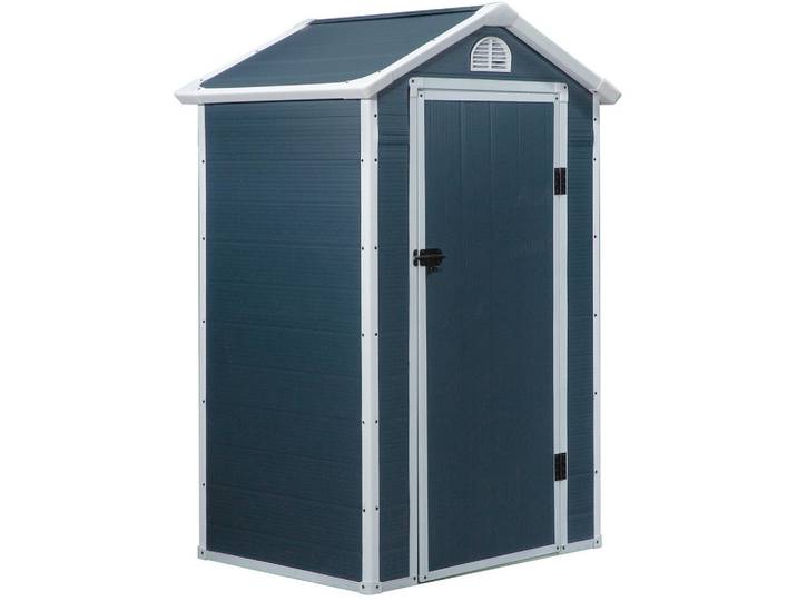 Modfu Gerätehaus aus Metall 134x104x204 cm Grau mit Lüftungsfenster, 104x204x134 cm, Gartenzubehör, Geräteschuppen