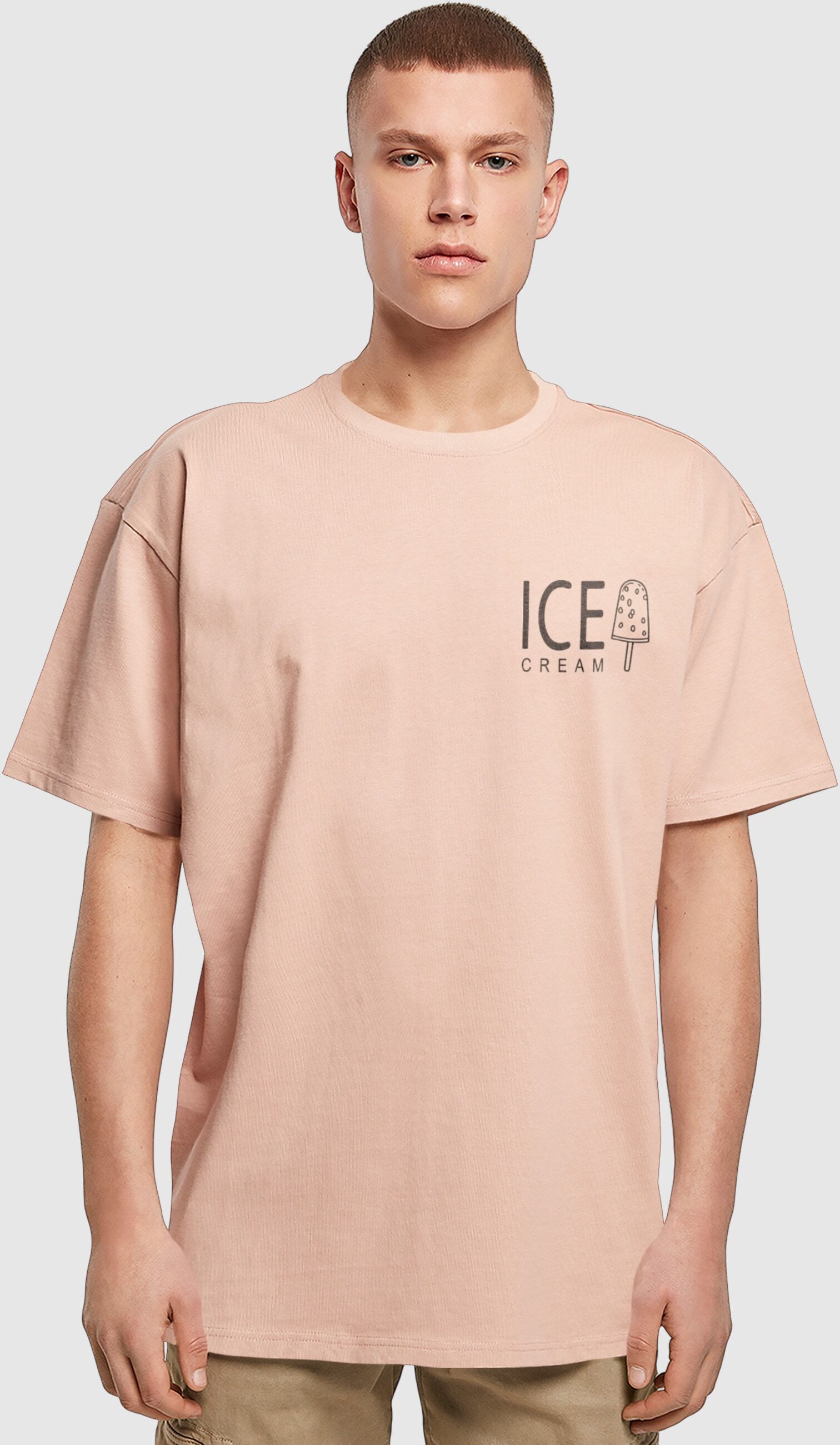 T-Shirt MERCHCODE "Merchcode Ice Cream Oversized T-shirt", Herren, Gr. 5XL, rosa (amber), 100% Baumwolle, bedruckt, oversize, Rundhals, Shirts T-Shirt