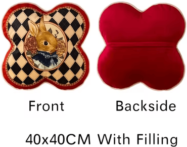 Uplift Curations JoyfulHug Plush Heart Rabbit Cushion Red Check Velvet Throw Pillow For Sofa & Office star