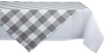DII Gray & White Buffalo Check Tablecloth
