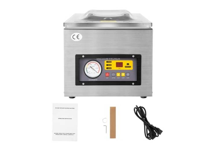 JHAUAI Kammervakuumierer Edelstahl Vakuumiergerät Gewerbe 120W Kammervakuummaschine,26cm Schweißbalken,Acryldeckel,Flüssigkeiten,Marinieren,Gastro,Automatisch