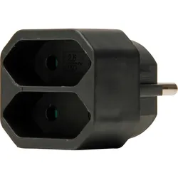 Kopp 174105004 2-fach Adapter: Anschluss für 2 Euro-Stecker (2x 2, 5A), erhöhter Berührungsschutz, Farbe: schwarz  - 5 Stück
