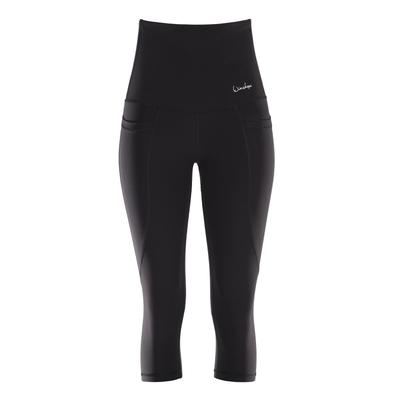 Leggings WINSHAPE "¾-Functional Comfort HWL215C", Damen, Gr. M, Normalgrößen, schwarz, 85% Polyester, 15% Elasthan, Hosen Leggings, High Waist mit praktischen Taschen