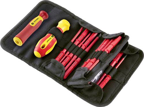 TOOLCRAFT 2236585 Elektrotechnik und Feinwerktechnik, Elektriker, VDE, Werkstatt Wechselklinge 18teilig Schlitz, Außen-Sechsrund