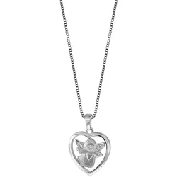 trendor 79046 Silber-Collier Herz mit Engel Anhänger Halskette, 38 cm