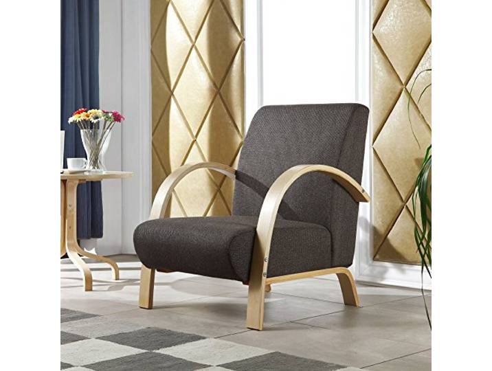 i-flair - Polstersessel, Lounge Sessel mit hochwertigem gepolsterten Stoffbezug - Dunkelbraun