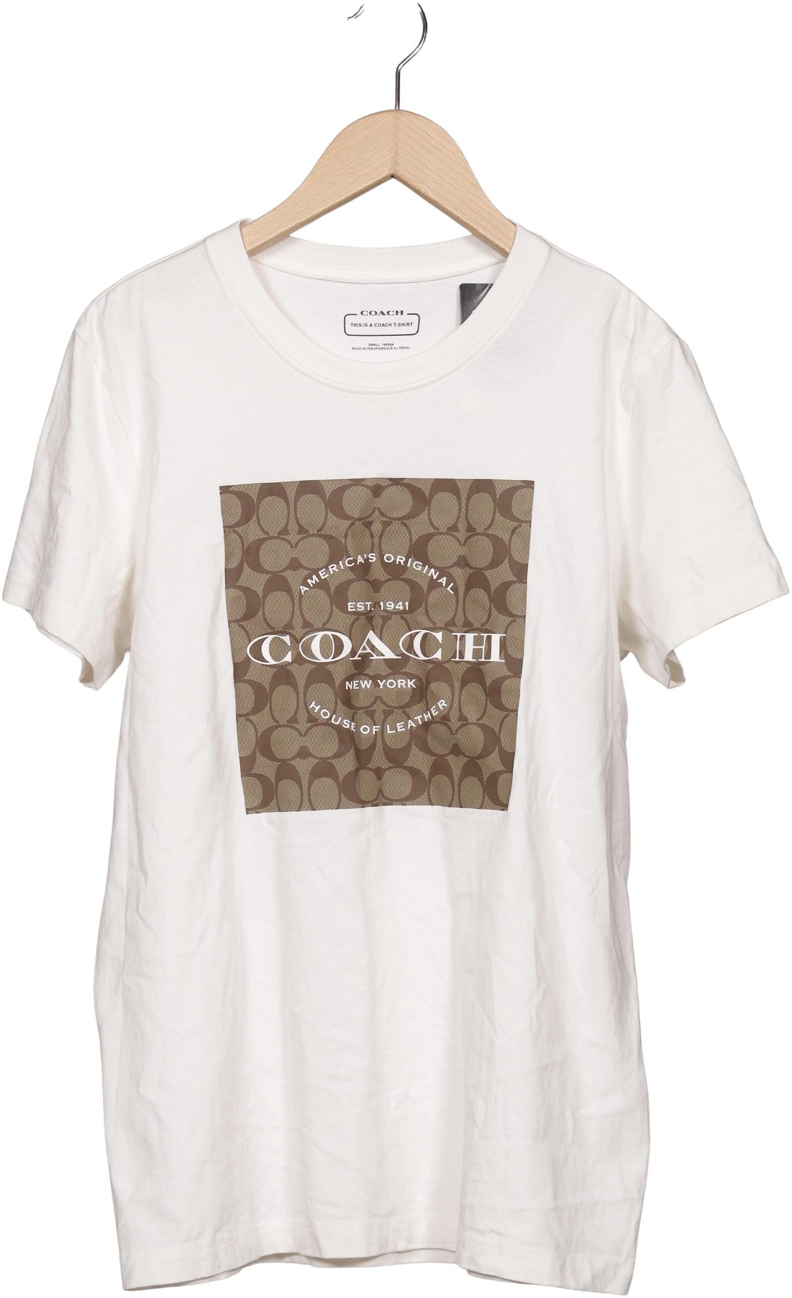 Coach Herren T-Shirt, Weiß, Gr. S, kein / Etikett - Second Hand