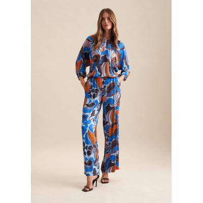 Culotte SEIDENSTICKER "Schwarze Rose", Damen, Gr. 44, Normalgrößen, blau (hellblau), 100% Viskose, geblümt, Hosen Culotte
