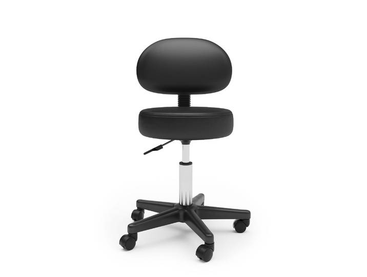 Drehstuhl Rollhocker mit Rückenlehne schwarz