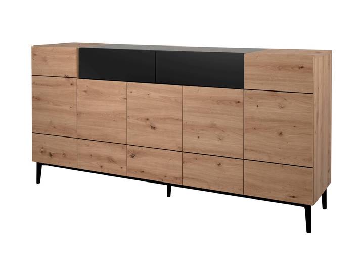 Sideboard Artisan Eiche - schwarz 180 cm 5-türig - NOLA