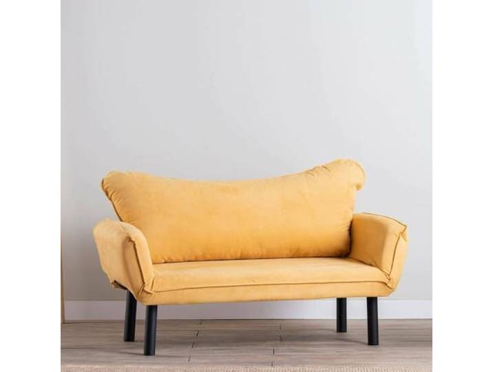 Dmora Schlafsofa 2-Sitzer Aquilonis 140x65 cm Gelb, Stauraum