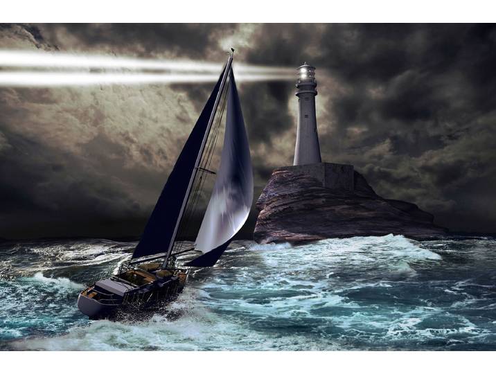 Papermoon Schiff mit Leuchtturm