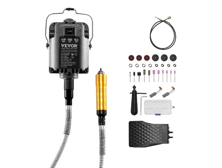 Ponceuse à arbre flexible VEVOR\, 1000 W\, 30.000 tr/min\, outil rotatif\, ponceuse suspendue multifonctionnelle pour graver\, polir\, percer et polir