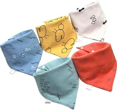 Uplifted Finds 5 Pcs Lot Cartoon Triangle Cotton Bib Baby Bandana Bibs Scarf Burp Cloths For Boys And Girls letter Dog