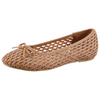 Ballerina ANISTON SHOES, Damen, Gr. 39, Synthetik, braun, Lederimitat, Synthetik, Basic, Schuhe Ballerina, Loafer, Slipper, Schlupfschuh mit kleiner Schleife- NEUE KOLLEKTION