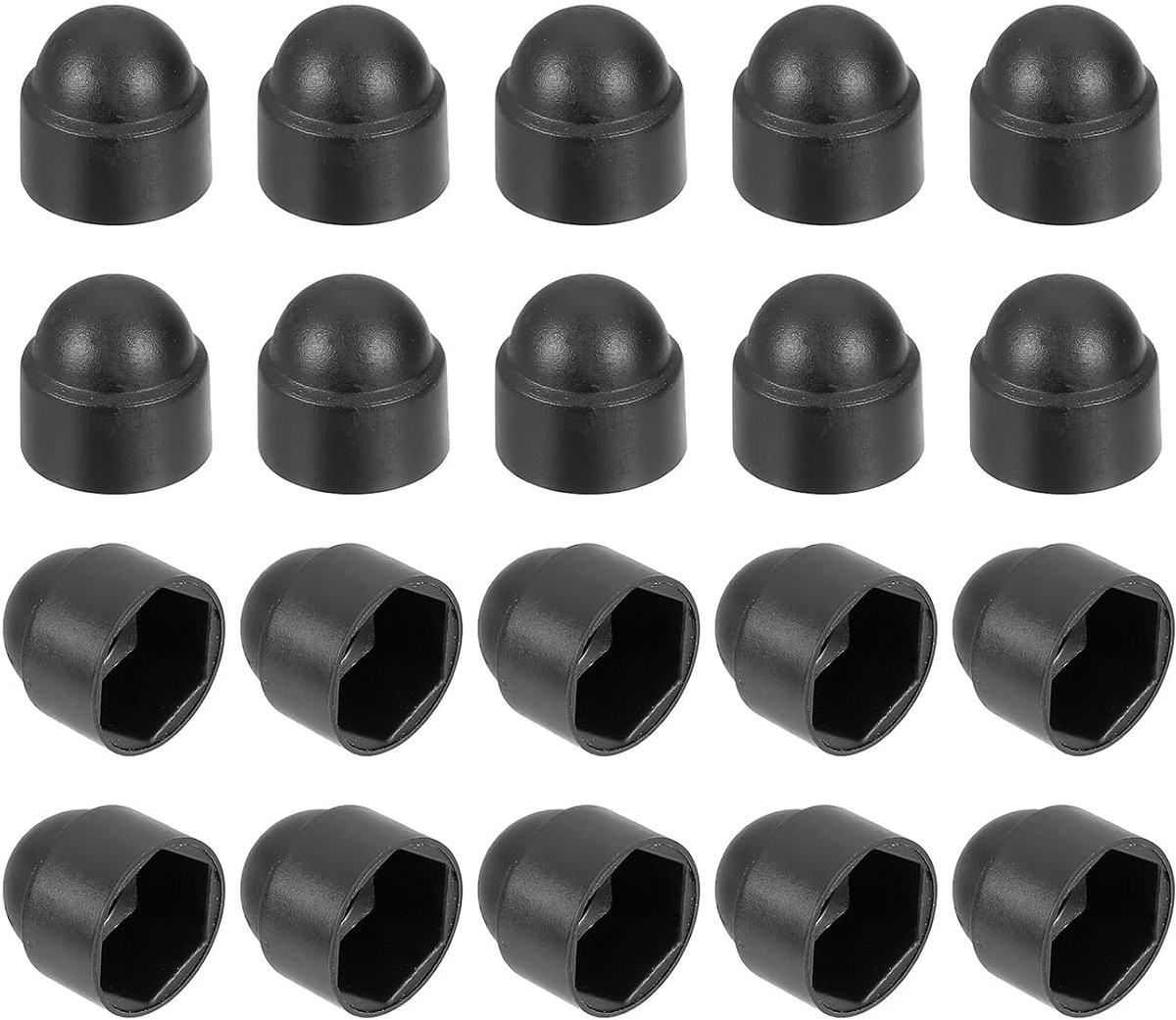 20 stuks Moer-beschermkappen M8 x 13 x 15 mm, zwarte kunststof koepelkopafdekkingen voor zeskantschroeven