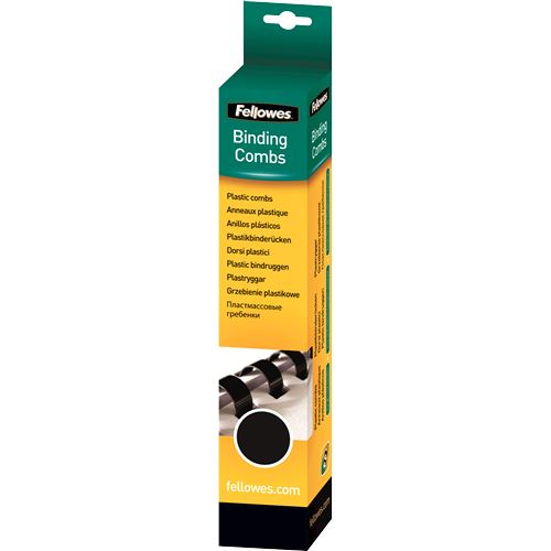 Fellowes Plastik-Binderücken, 8 mm, für 21 - 40 Blatt, 100 Stück schwarz