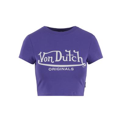 T-Shirt VON DUTCH "Von Dutch ARTA SHIRTS", Damen, Gr. M, lila, 100% Baumwolle, bedruckt, normal, Rundhals, Shirts T-Shirt