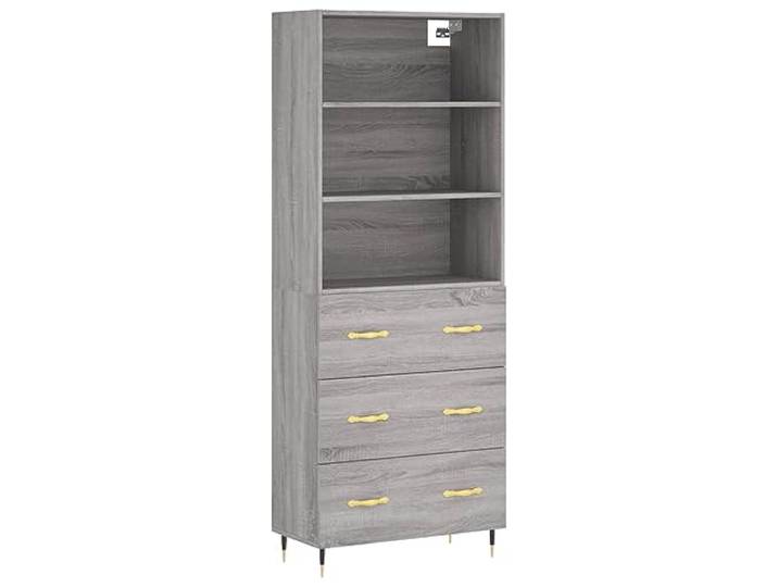 Roanoer Highboard Grau Sonoma 69,5x34x180 cm Holzwerkstoff Stilvoller Schrank in Grau Sonoma mit Metallfüßen und viel Stauraum für Wohnzimmer oder Flur.