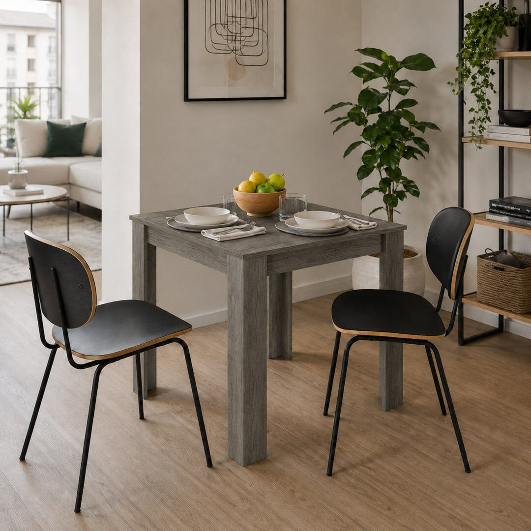 Brayden Studio Melamine Dining Table with Chunky Legs for Kitchen Dining Room Furniture Greige Oak 80cm