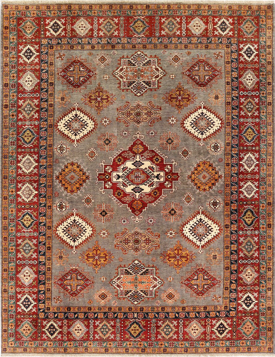 Kelim Shop Super Kazak Handgemaakt Tapijt van Wol in Klassieke Oriëntaalse Stijl