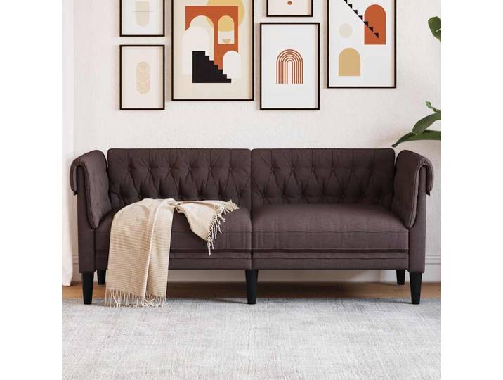 vidaXL Chesterfield-Sofa 2-Sitzer Dunkelbraun Stoff