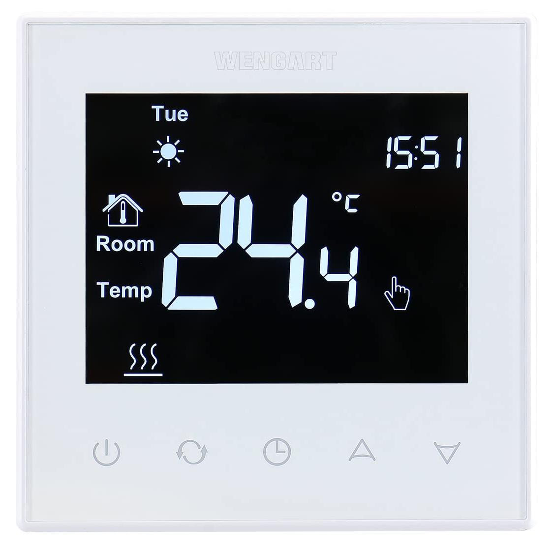 Selius Intelligente zwarte thermostaat WG505 (16A) met lcd-touchscreen