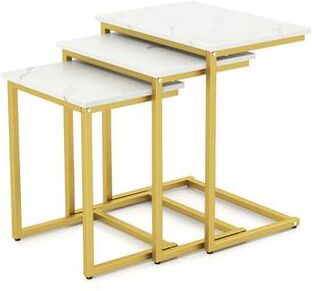 Costway 3 Pieces Multifunctional Coffee End Table Set-White