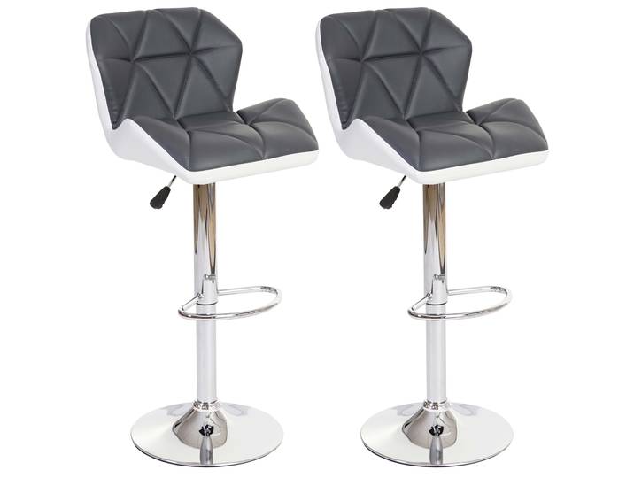 2er-Set Barhocker HWC-A92, Barstuhl Tresenhocker, Kunstleder Grau