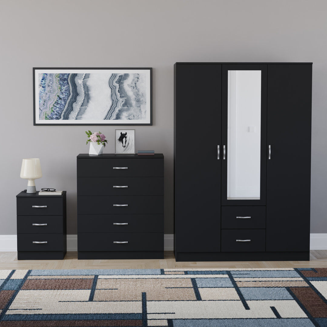 17 Stories Maybery 3 Piece Bedroom Set Black