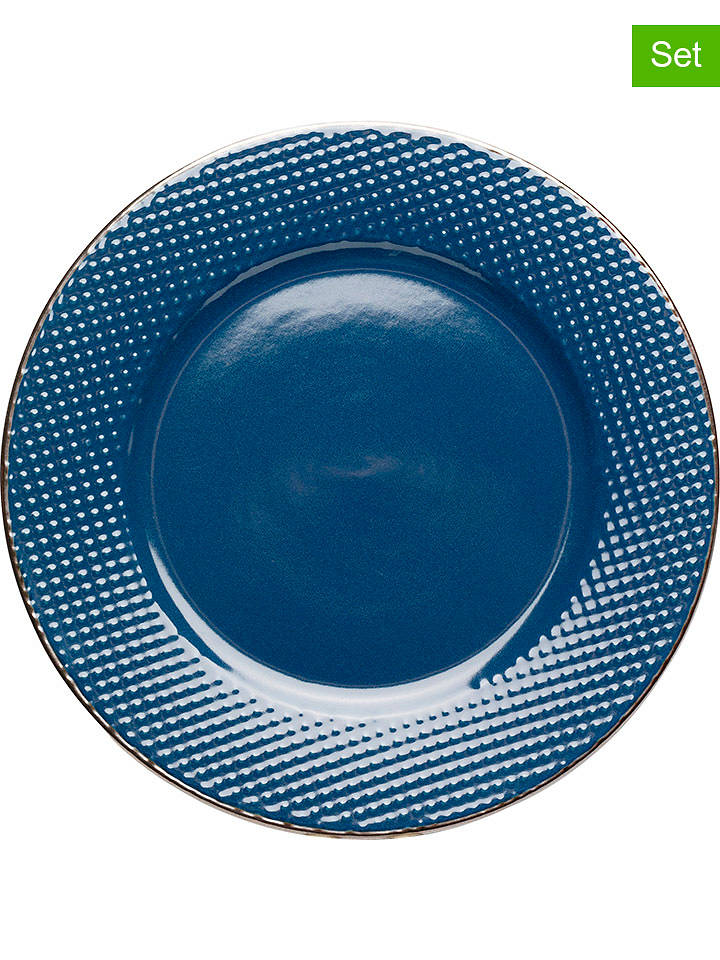 Kare 4er-Set: Frühstücksteller "Muse" in Blau - Ø 20 cm - onesize