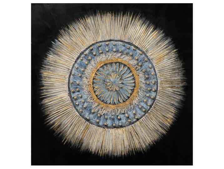 Bild Blaugraues 3D Mandala image LAND / Farbe: Blau Schwarz-Gold