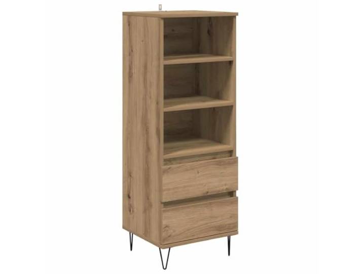 GHVBNMF Highboard Artisan-Eiche 40x36x110 cm Schrank mit Schublade Kompakte Kommode in Artisan-Eiche Optik für Wohnzimmer und Flur. Mit robusten Metallbeinen und praktischer Schublade.