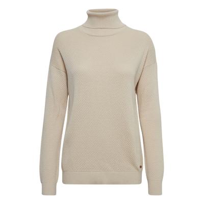 Rollkragenpullover OXMO "Rollkragenpullover OSSina", Damen, Gr. M, grau (oyster gray), Obermaterial: 100% Baumwolle CO., Pullover Rollkragenpullover