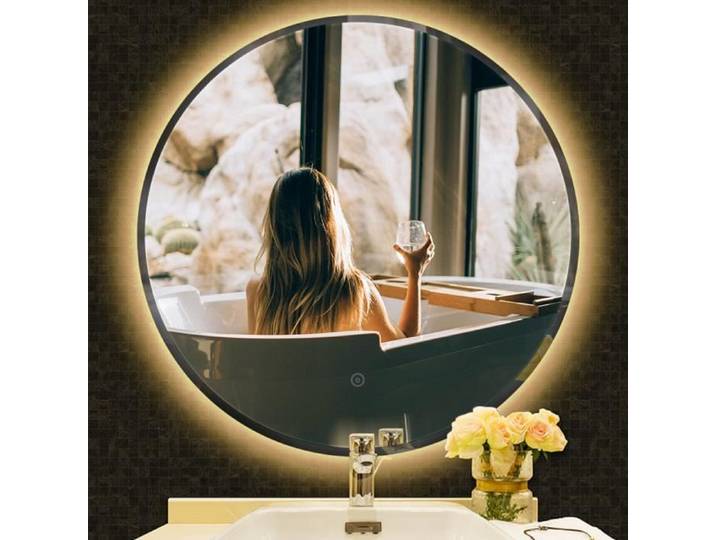 LUXS 70x70cm Miroir de maquillage Miroir Rond Salle de Bain anti-brouillard