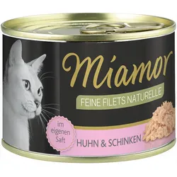 Miamor Feine Filets Naturelle 156g Dose Katzennassfutter 12 x 156 Gramm Huhn & Schinken