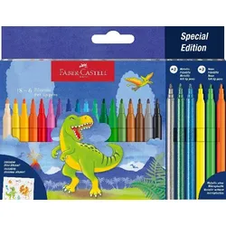 Faber Castell Filzstift Dino 18+6 und Sticker