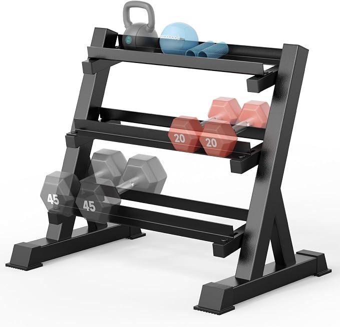 Hantelständer, Ausrüstungsständer, 3 Ebenen, Sport, Innenbereich, Fitness, Zuhause, für Männer, Fitnessgeräte, Rackständer, nur Regale