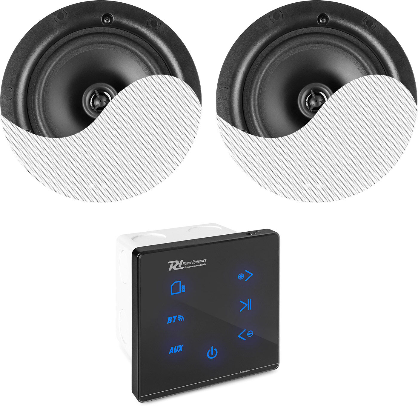 Power Dynamics Powerline A50bset Wandeinbau-Audio-Verstärker Mit 2 Deckenlautsprechern