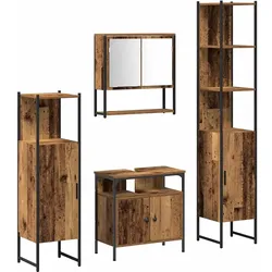 vidaXL Badezimmermöbel Set mit Regal 4 pcs Altholz Holzwerkstoff