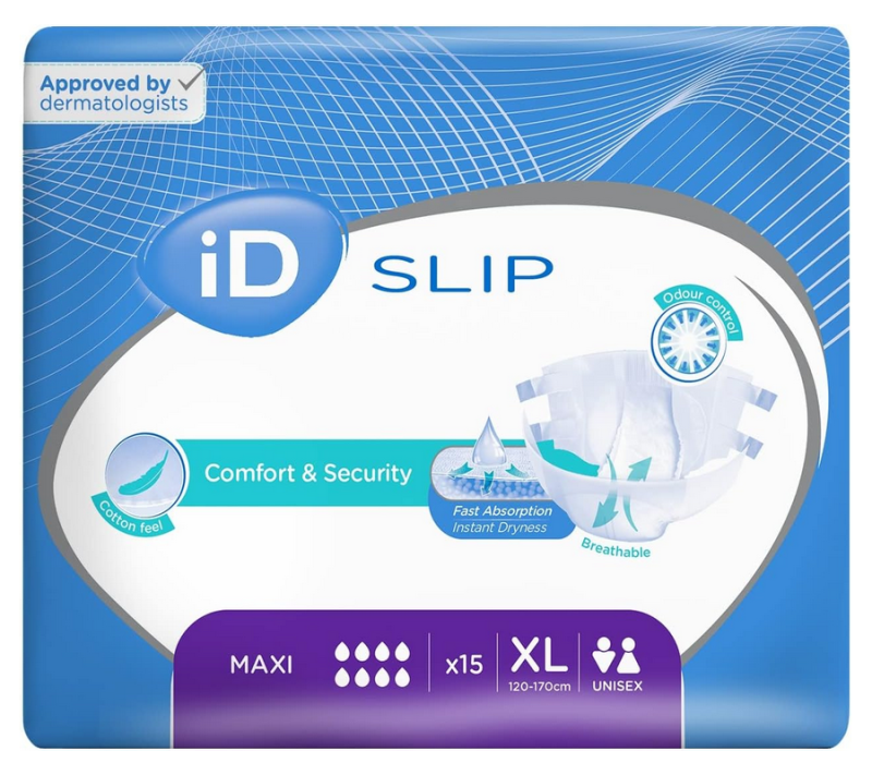 Ontex iD ID Expert Slip Maxi XL - 6 paquets de 15 protections