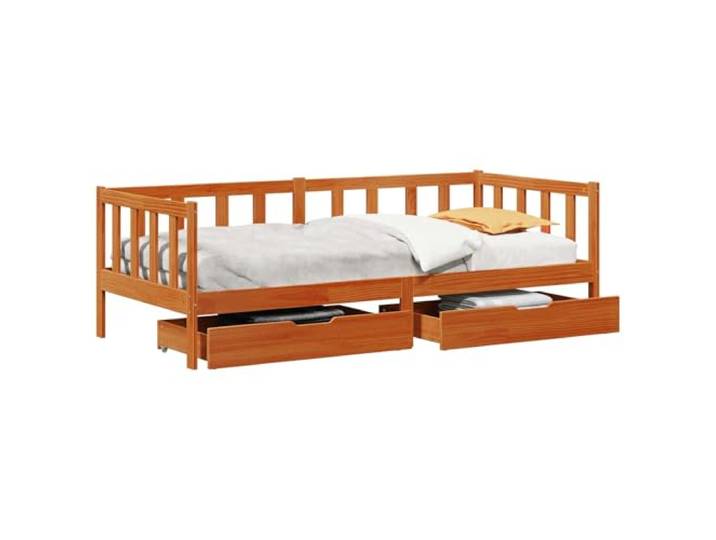 PUGYNBK Ausziehbares Schlafsofa, massives Kiefernholz, Wachsbraun 2 ausziehbare Schubladen, modernes Design, einfache Reinigung, ideal für Gäste