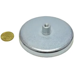 6 Ferrit-Topfmagnete mit Gewindebuchse 80 mm | 21,5 mm | Ferrit, Stahl, silber