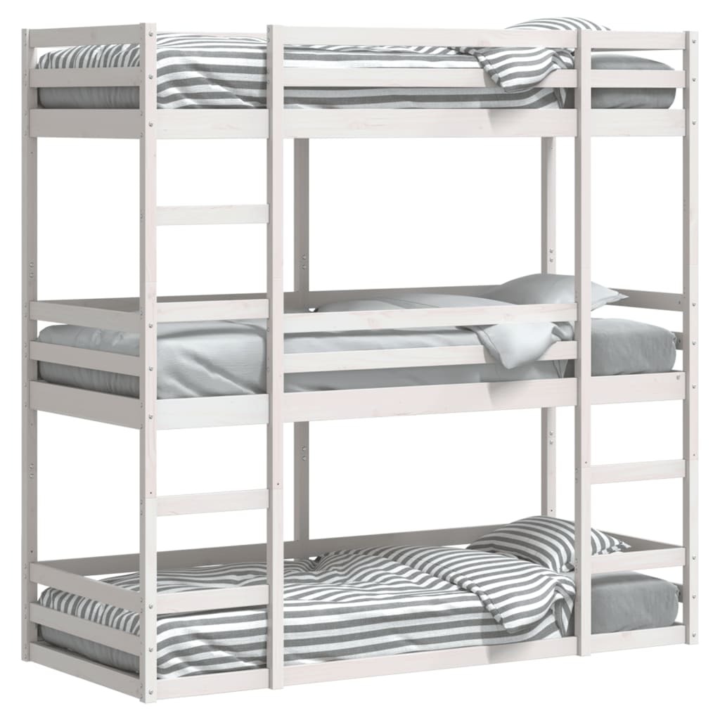 Maison Exclusive - Dreifach-Etagenbett Weiß 90x190 cm Massivholz Kiefer