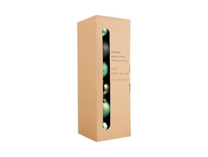25er Set Baumkugeln plastik, uni Grün