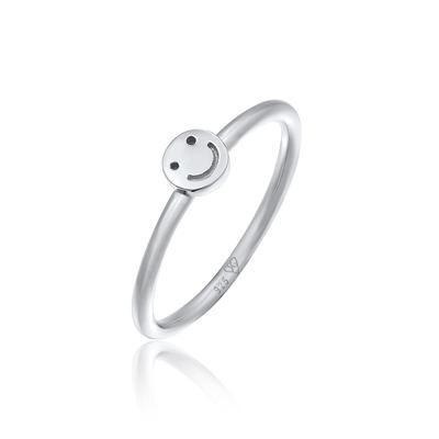 Silberring ELLI "Ring Smiling Pinky Ring 925 Silber" Gr. 50, silber, Fingerringe, Damen, 50, Silber 925 (Sterlingsilber), Silberring