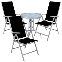 Mojawo Bistro Sitzgarnitur Bistrogarnitur 4-teilig Silbergrau / Schwarz