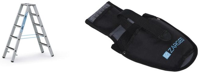 Set ZARGES R13step B - LM-Stufen-Stehleiter 2 x 5 Stufen + Werkzeugtasche